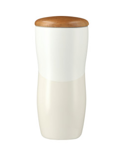 Reno Double Wall Ceramic Tumbler w/Wood Lid 10oz