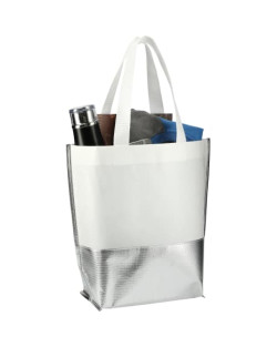Large Laminated Metallic Bottom Tote